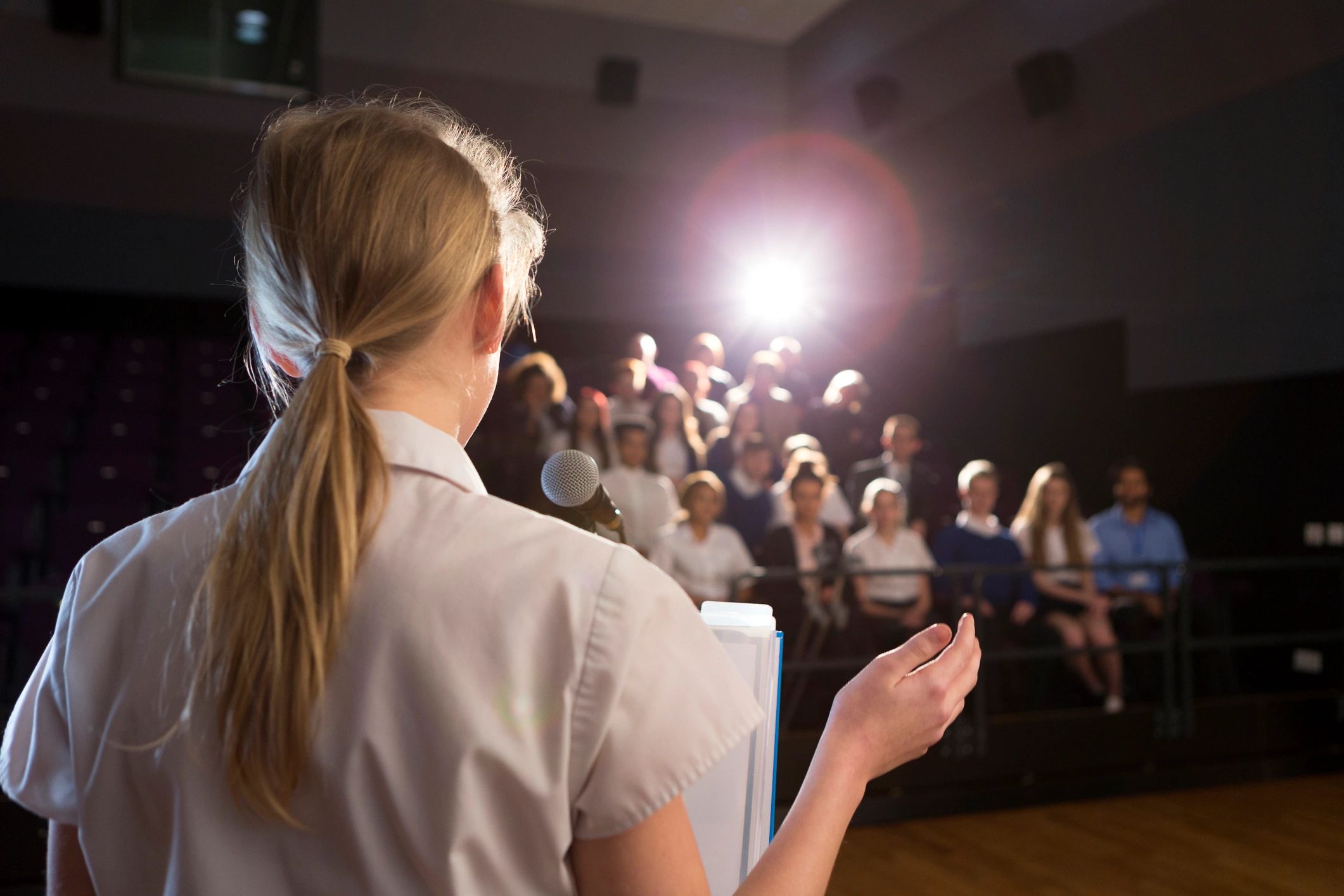 students in school theater